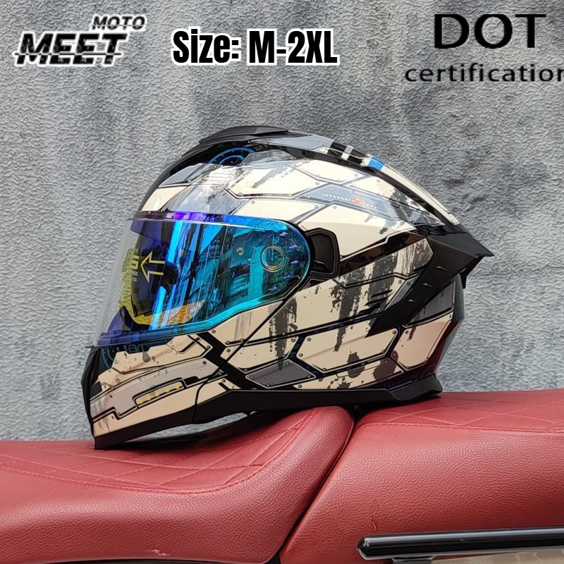 Dual Visor Motorcycle Racing Helmet - Casque de moto intégral unisexe, double
