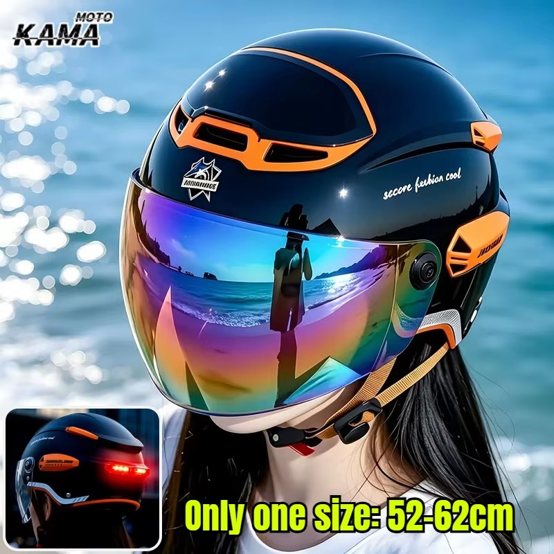 Dual Visor Motorcycle Racing Helmet - Casque de moto vintage d'été réglable