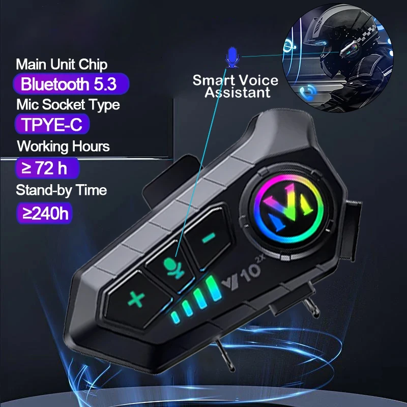 Intercom Bluetooth V10 2X pour - Full Face Motorcycle Helmet With Bluetooth avis et prix
